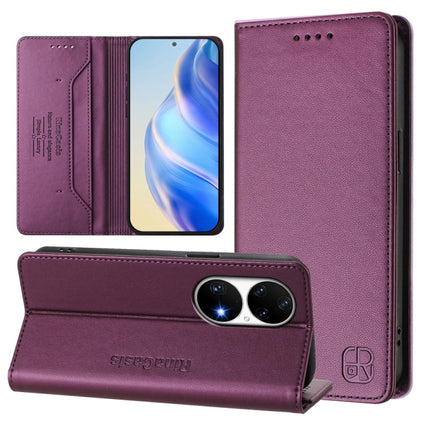 RC01 Dual-Folded Magnetic Suction RFID Leather Phone Case, For Huawei Enjoy 50 / nova Y70 Plus, For Huawei nova 9, For Huawei P50 Pro