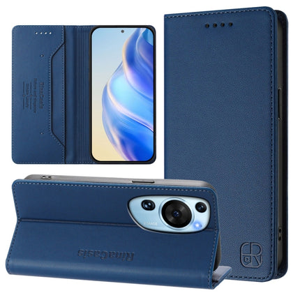 RC01 Dual-Folded Magnetic Suction RFID Leather Phone Case, For Huawei P60 Art, For Huawei P60 / P60 Pro, For Huawei Enjoy 50 Pro / nova Y90