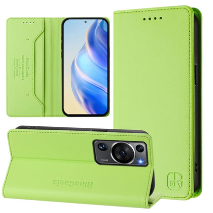RC01 Dual-Folded Magnetic Suction RFID Leather Phone Case, For Huawei P60 Art, For Huawei P60 / P60 Pro, For Huawei Enjoy 50 Pro / nova Y90