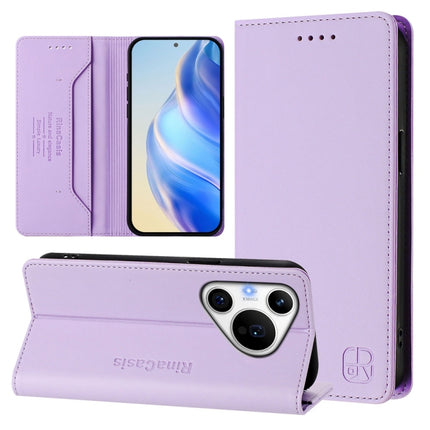 RC01 Dual-Folded Magnetic Suction RFID Leather Phone Case, For Huawei Pura 70 Pro / Pura 70 Pro+, For Huawei nova 12i Global, For Huawei nova 12s Global