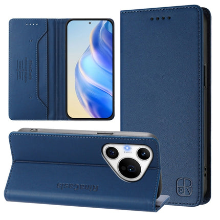 RC01 Dual-Folded Magnetic Suction RFID Leather Phone Case, For Huawei Pura 70 Pro / Pura 70 Pro+, For Huawei nova 12i Global, For Huawei nova 12s Global