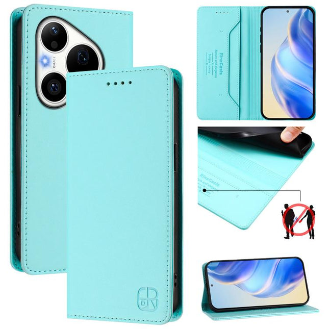 RC01 Dual-Folded Magnetic Suction RFID Leather Phone Case, For Huawei Pura 90 Pro 5G, For Huawei Mate 70 Air 5G, For Huawei Mate 70 Pro