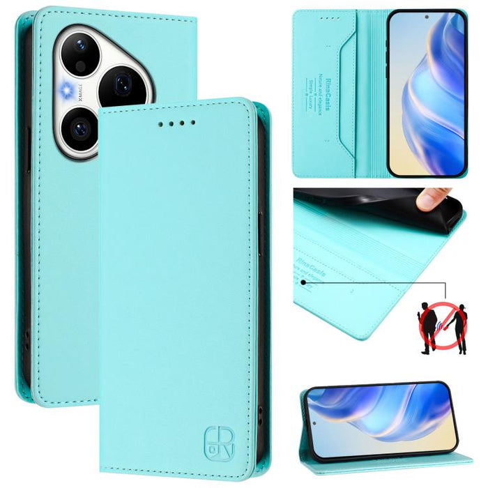 RC01 Dual-Folded Magnetic Suction RFID Leather Phone Case, For Huawei Pura 90 Pro 5G, For Huawei Mate 70 Air 5G, For Huawei Mate 70 Pro
