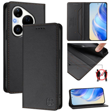 RC01 Dual-Folded Magnetic Suction RFID Leather Phone Case, For Huawei Pura 90 Pro 5G, For Huawei Mate 70 Air 5G, For Huawei Mate 70 Pro