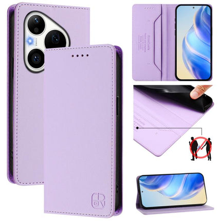 RC01 Dual-Folded Magnetic Suction RFID Leather Phone Case, For Huawei Pura 90 Pro 5G, For Huawei Mate 70 Air 5G, For Huawei Mate 70 Pro