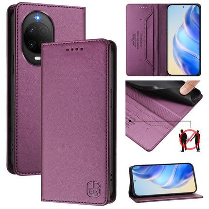 RC01 Dual-Folded Magnetic Suction RFID Leather Phone Case, For Huawei nova 16z / 15 / 14, For Huawei nova 16, For Huawei Pura 90 Pro Max 5G