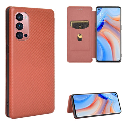 Carbon Fiber Texture Magnetic Horizontal Flip TPU + PC + PU Leather Case with Card Slot, For OPPO Reno2 Z / F, For OPPO Reno3 A(Japanese Version), For OPPO Reno4 Pro 5G, For OPPO Reno A