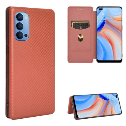 Carbon Fiber Texture Magnetic Horizontal Flip TPU + PC + PU Leather Case with Card Slot, For OPPO Reno4 5G, For OPPO Reno4 Pro 4G, For OPPO Rnoe Ace, For OPPO Realme 5 Pro / Realme Q