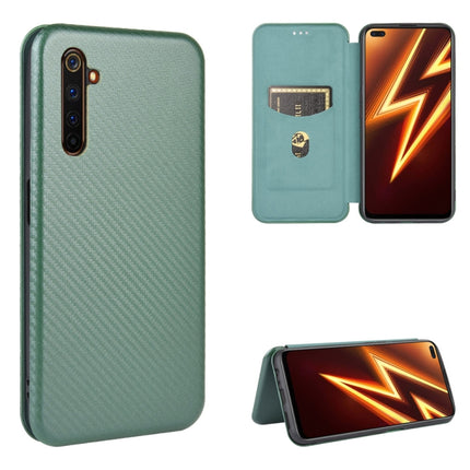 Carbon Fiber Texture Magnetic Horizontal Flip TPU + PC + PU Leather Case with Card Slot, For OPPO Realme 5 / Realme 5s, For OPPO Realme 6 Pro, For OPPO Realme 6, For OPPO Realme X3