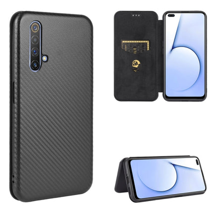 Carbon Fiber Texture Magnetic Horizontal Flip TPU + PC + PU Leather Case with Card Slot, For OPPO Realme 5 / Realme 5s, For OPPO Realme 6 Pro, For OPPO Realme 6, For OPPO Realme X3