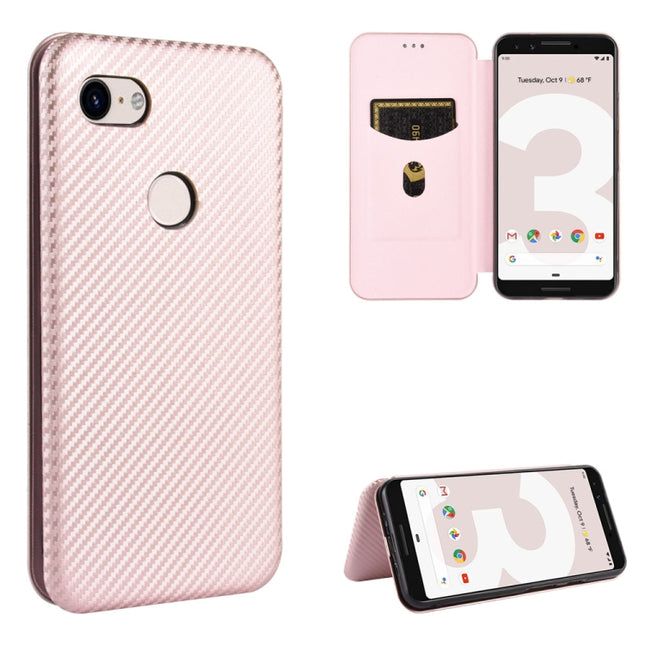 Carbon Fiber Texture Magnetic Horizontal Flip TPU + PC + PU Leather Case with Card Slot, For Google Pixel 3, For Google Pixel 4 XL, For Google Pixel 4