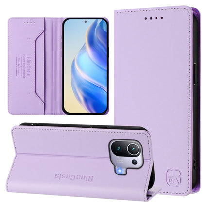 RC01 Dual-Folded Magnetic Suction RFID Leather Phone Case, For Xiaomi Mi 11 Pro, For Xiaomi Mi 11, For Xiaomi Mi 10T Lite 5G
