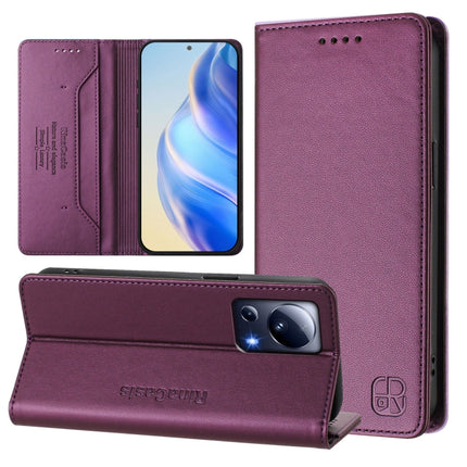 RC01 Dual-Folded Magnetic Suction RFID Leather Phone Case, For Xiaomi 13 Ultra, For Xiaomi Civi 3 5G, For Xiaomi 13 Lite 5G / Civi 2