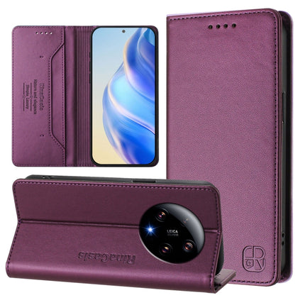 RC01 Dual-Folded Magnetic Suction RFID Leather Phone Case, For Xiaomi 13 Ultra, For Xiaomi Civi 3 5G, For Xiaomi 13 Lite 5G / Civi 2