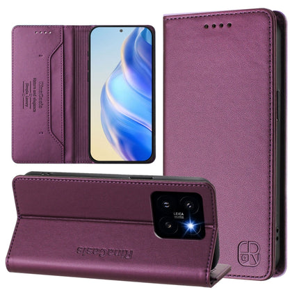 RC01 Dual-Folded Magnetic Suction RFID Leather Phone Case, For Xiaomi 14 Ultra 5G, For Xiaomi 14 Pro 5G, For Xiaomi 14 5G