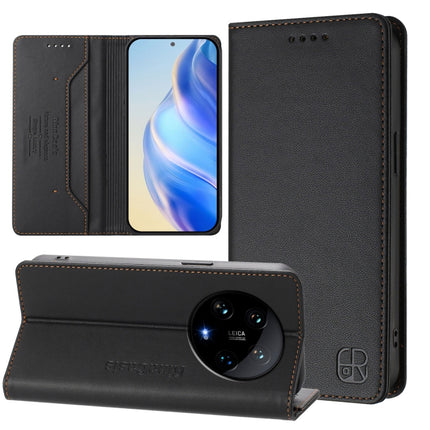 RC01 Dual-Folded Magnetic Suction RFID Leather Phone Case, For Xiaomi 14 Ultra 5G, For Xiaomi 14 Pro 5G, For Xiaomi 14 5G