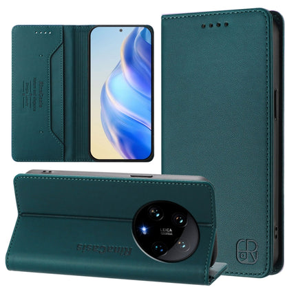 RC01 Dual-Folded Magnetic Suction RFID Leather Phone Case, For Xiaomi 14 Ultra 5G, For Xiaomi 14 Pro 5G, For Xiaomi 14 5G