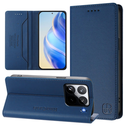 RC01 Dual-Folded Magnetic Suction RFID Leather Phone Case, For Xiaomi 15 Pro, For Xiaomi 15, For Xiaomi 14T Pro