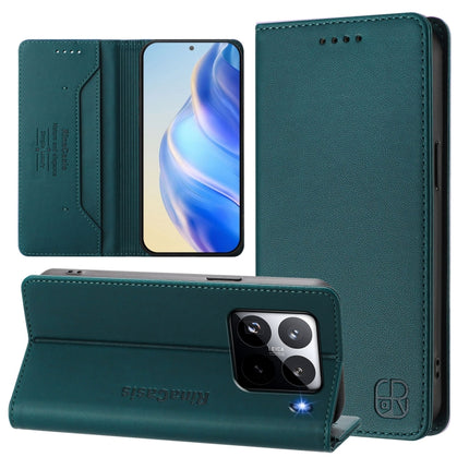 RC01 Dual-Folded Magnetic Suction RFID Leather Phone Case, For Xiaomi 15 Pro, For Xiaomi 15, For Xiaomi 14T Pro