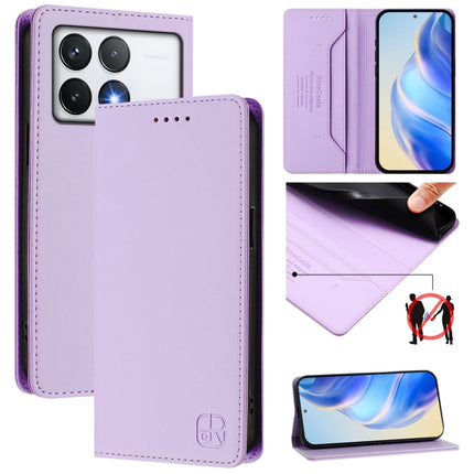 RC01 Dual-Folded Magnetic Suction RFID Leather Phone Case, For Xiaomi 14T, For Xiaomi Poco F6 5G, For Xiaomi Poco F6 Pro 5G
