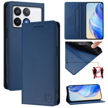 RC01 Dual-Folded Magnetic Suction RFID Leather Phone Case, For Xiaomi 14T, For Xiaomi Poco F6 5G, For Xiaomi Poco F6 Pro 5G