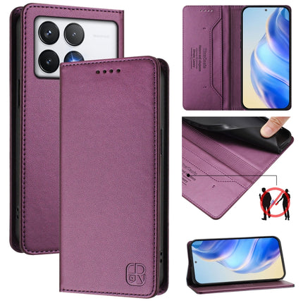 RC01 Dual-Folded Magnetic Suction RFID Leather Phone Case, For Xiaomi 14T, For Xiaomi Poco F6 5G, For Xiaomi Poco F6 Pro 5G