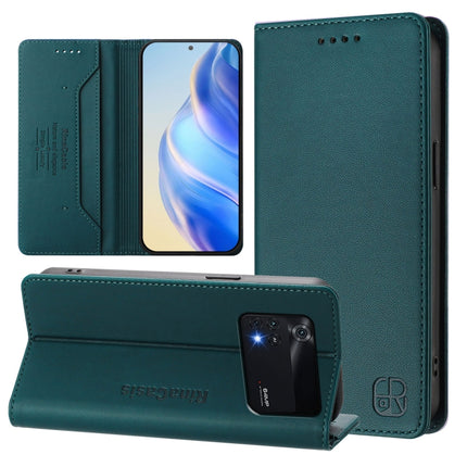 RC01 Dual-Folded Magnetic Suction RFID Leather Phone Case, For Xiaomi Poco C40, For Xiaomi Civi 1S, For Xiaomi Poco M4 Pro 4G