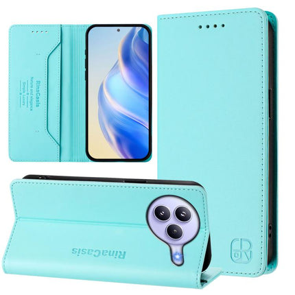 RC01 Dual-Folded Magnetic Suction RFID Leather Phone Case, For Xiaomi 15T Pro, For Xiaomi 15T, For Xiaomi Civi 5 Pro Curved