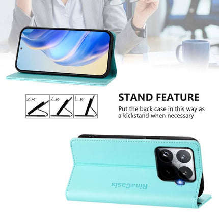 RC01 Dual-Folded Magnetic Suction RFID Leather Phone Case, For Xiaomi 15T Pro, For Xiaomi 15T, For Xiaomi Civi 5 Pro Curved