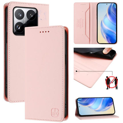 RC01 Dual-Folded Magnetic Suction RFID Leather Phone Case, For Xiaomi 15T Pro, For Xiaomi 15T, For Xiaomi Civi 5 Pro Curved