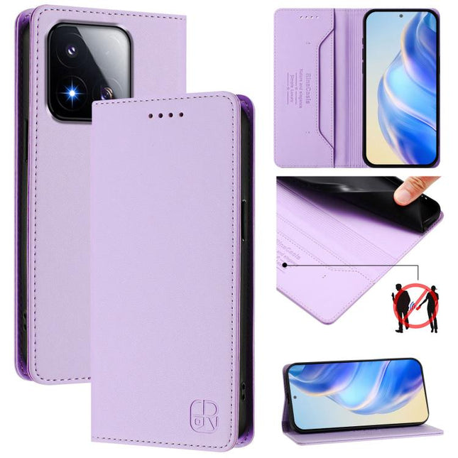 RC01 Dual-Folded Magnetic Suction RFID Leather Phone Case, For Xiaomi 17 Max 5G, For Xiaomi 17T Pro 5G, For Xiaomi Poco M7 4G 169mm