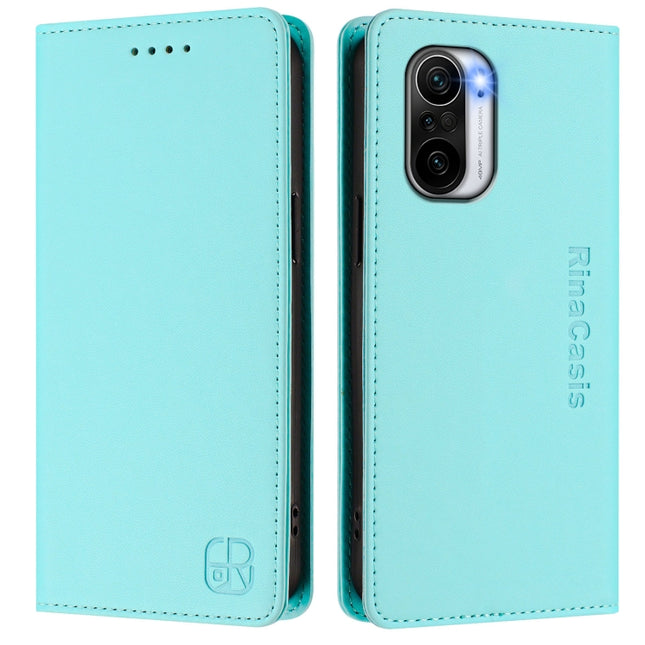 RC01 Dual-Folded Magnetic Suction RFID Leather Phone Case, For Redmi K40 / K40 Pro
