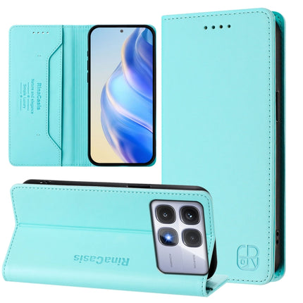 RC01 Dual-Folded Magnetic Suction RFID Leather Phone Case, For Redmi Note 14 5G, For Redmi 14C 4G / 14R 5G Global, For Redmi K70 Ultra 5G Global