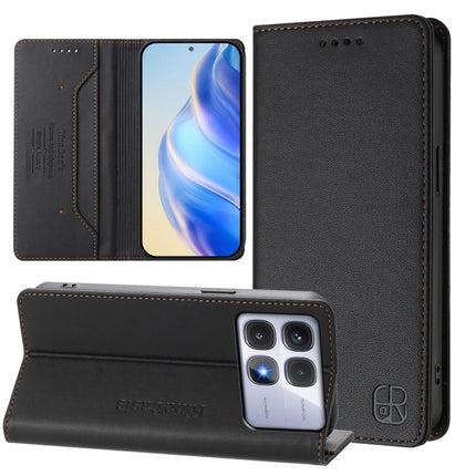 RC01 Dual-Folded Magnetic Suction RFID Leather Phone Case, For Redmi Note 14 5G, For Redmi 14C 4G / 14R 5G Global, For Redmi K70 Ultra 5G Global