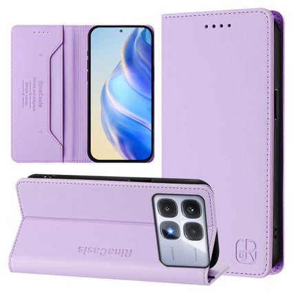 RC01 Dual-Folded Magnetic Suction RFID Leather Phone Case, For Redmi Note 14 5G, For Redmi 14C 4G / 14R 5G Global, For Redmi K70 Ultra 5G Global