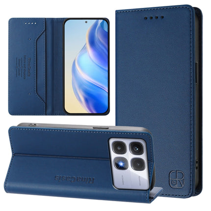 RC01 Dual-Folded Magnetic Suction RFID Leather Phone Case, For Redmi Note 14 5G, For Redmi 14C 4G / 14R 5G Global, For Redmi K70 Ultra 5G Global