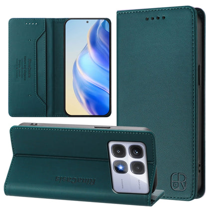 RC01 Dual-Folded Magnetic Suction RFID Leather Phone Case, For Redmi Note 14 5G, For Redmi 14C 4G / 14R 5G Global, For Redmi K70 Ultra 5G Global