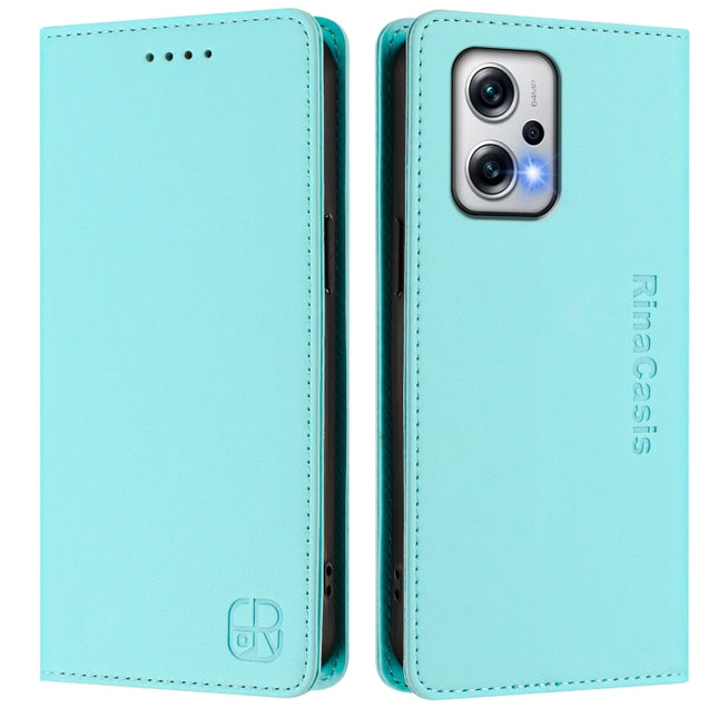 RC01 Dual-Folded Magnetic Suction RFID Leather Phone Case, For Redmi Note 11T Pro+ / Note 12T Pro / K50i, For Redmi Note 12 Turbo 5G / Xiaomi Poco F5, For Redmi Note 11 / 11S / 12S 4G Global