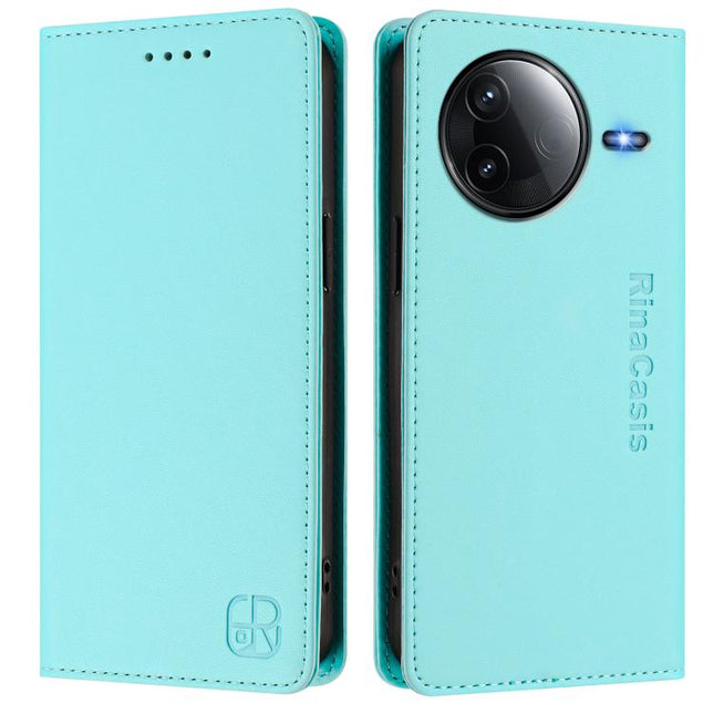 RC01 Dual-Folded Magnetic Suction RFID Leather Phone Case, For Redmi K80 / K80 Pro, For Redmi Note 14 Pro 4G, For Redmi Note 14 4G 163.25mm