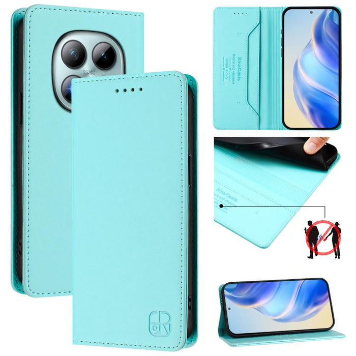 RC01 Dual-Folded Magnetic Suction RFID Leather Phone Case, For Redmi Note 15 Pro+ 5G Global 163.3mm, For Redmi Note 15 4G / 5G Global 164mm, For Redmi Note 15 Pro 5G Global 163.6mm