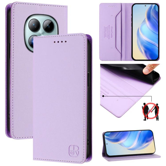 RC01 Dual-Folded Magnetic Suction RFID Leather Phone Case, For Redmi Note 15 Pro+ 5G Global 163.3mm, For Redmi Note 15 4G / 5G Global 164mm, For Redmi Note 15 Pro 5G Global 163.6mm