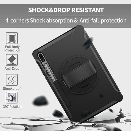 360 Degree Rotation PC+TPU Protective Cover with Holder & Hand Strap, For Samsung Galaxy Tab S8 / Galaxy Tab S7 (2020) T870