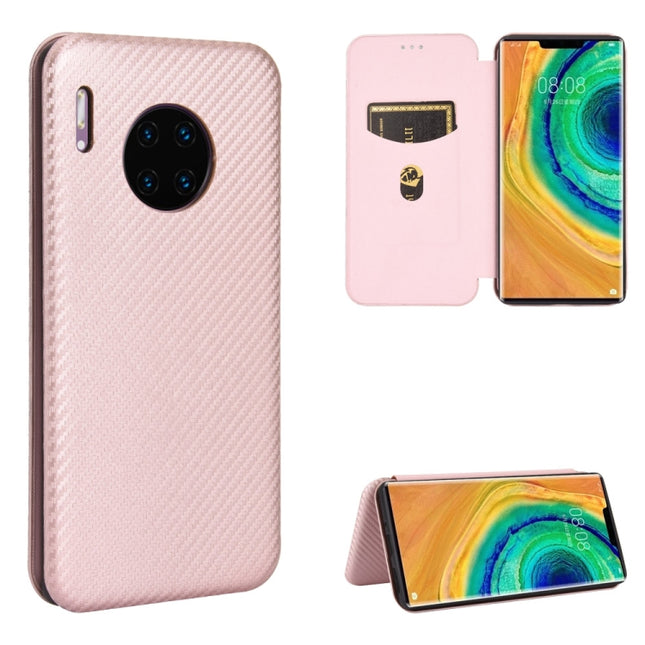 Carbon Fiber Texture Magnetic Horizontal Flip TPU + PC + PU Leather Case with Card Slot, For Huawei Mate 30 Pro, For Huawei Mate 30, For Huawei nova 6 SE / nova 7i, For Huawei P30
