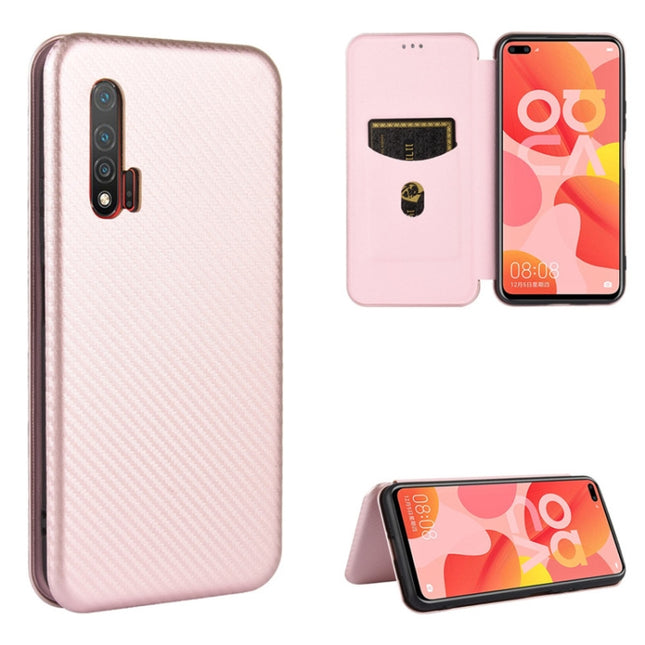 Carbon Fiber Texture Magnetic Horizontal Flip TPU + PC + PU Leather Case with Card Slot, For Huawei Honor 10i / 20i, For Huawei Honor 20 / nova 5T, For Huawei nova 7 SE / P40 Lite 5G, For Huawei nova 6 4G