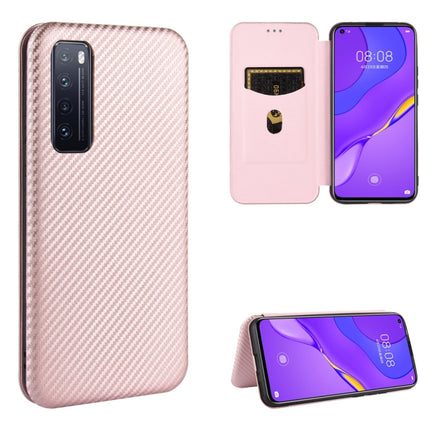 Carbon Fiber Texture Magnetic Horizontal Flip TPU + PC + PU Leather Case with Card Slot, For Huawei nova 6 5G, For Huawei nova 7 Pro 5G, For Huawei nova 7 5G, For Huawei P Smart Z / Y9 Prime (2019)