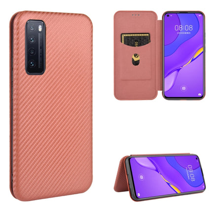 Carbon Fiber Texture Magnetic Horizontal Flip TPU + PC + PU Leather Case with Card Slot, For Huawei nova 6 5G, For Huawei nova 7 Pro 5G, For Huawei nova 7 5G, For Huawei P Smart Z / Y9 Prime (2019)