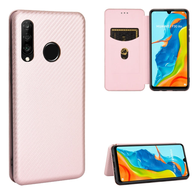 Carbon Fiber Texture Magnetic Horizontal Flip TPU + PC + PU Leather Case with Card Slot, For Huawei P30 Lite / nova 4e, For Huawei P30 Pro, For Huawei P40 Pro+, For Huawei P40 Pro
