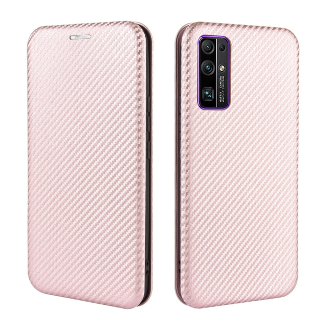 Carbon Fiber Texture Magnetic Horizontal Flip TPU + PC + PU Leather Case with Card Slot, For Huawei Honor 30S, For Huawei Honor View30, For Huawei Honor X10 5G, For Huawei Honor Play 9A
