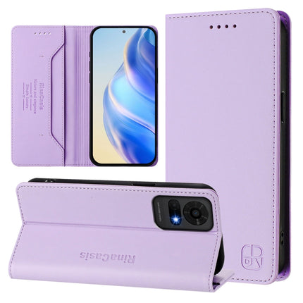 RC01 Dual-Folded Magnetic Suction RFID Leather Phone Case, For TCL 50 Pro NxtPaper, For TCL 50 LE, For TCL 201