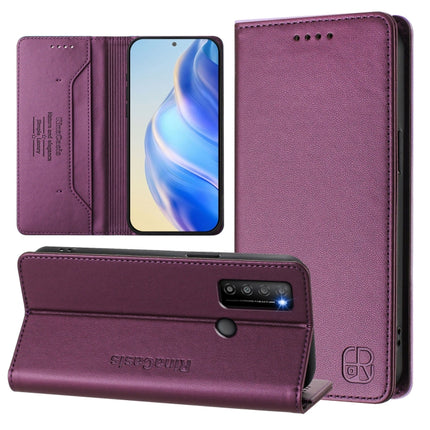 RC01 Dual-Folded Magnetic Suction RFID Leather Phone Case, For TCL 403, For TCL 40 R 5G, For TCL 30 XL / T701DL